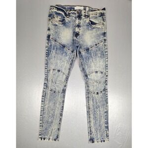 Evolution In Design Jeans Mens 36x32 Acid Wash Slim Fit Biker Moto Denim Grunge.